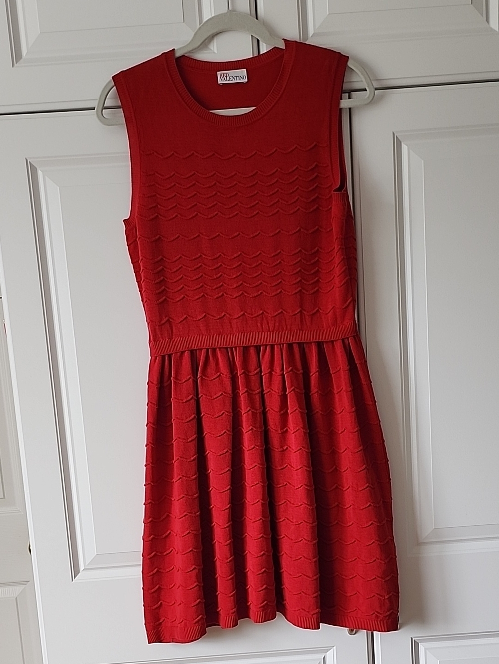 RED Valentino Red Sleeveless Knit Fit-and-Flare Dress